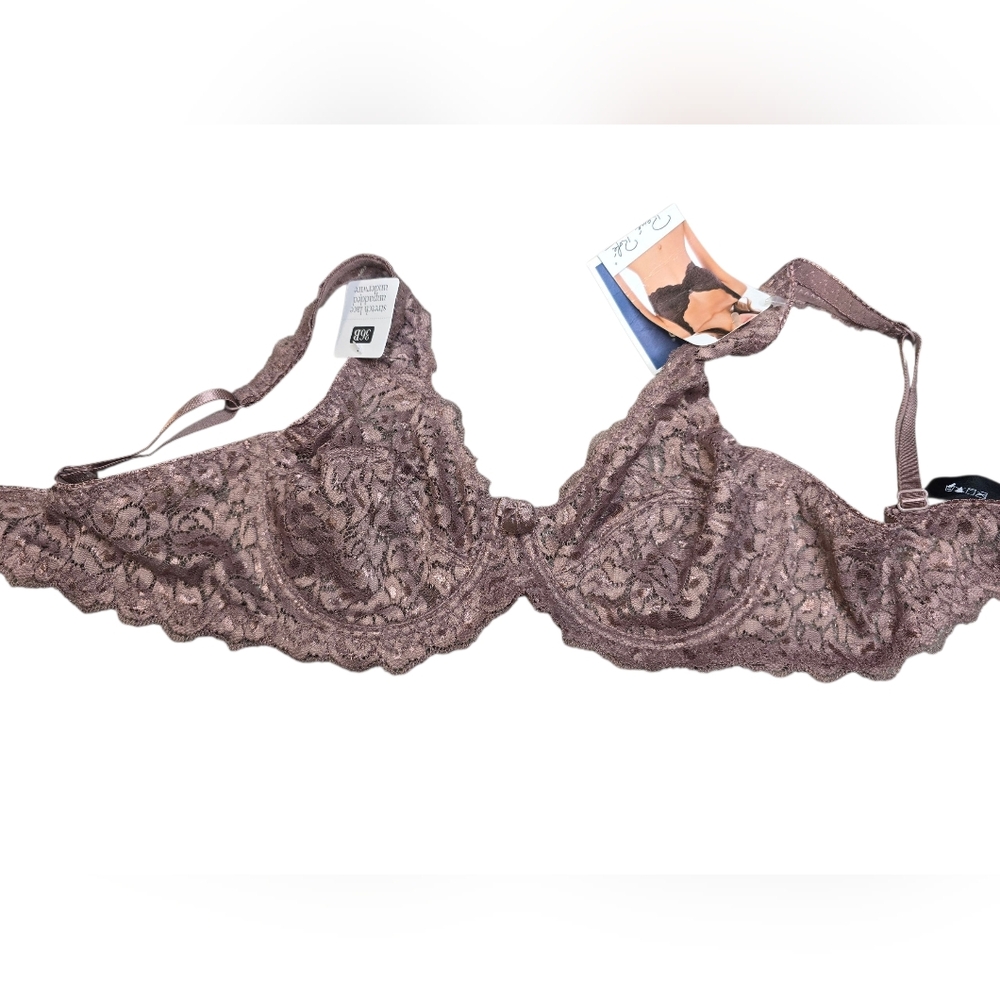 Rene Rofe Lingerie Lace Underwire Bra in Taupe
